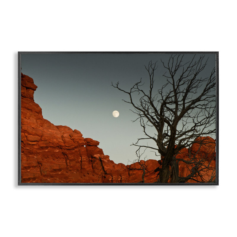 «Full Moon Canyon», estampe numérique de Jadei, H 12 po x l 18 po, Giclée encadrée noir minuit