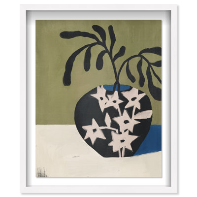 Olive Branch Vase Shadowbox Floral & Botanical Print by Oliver Gal, Black Frame, 16 x 20