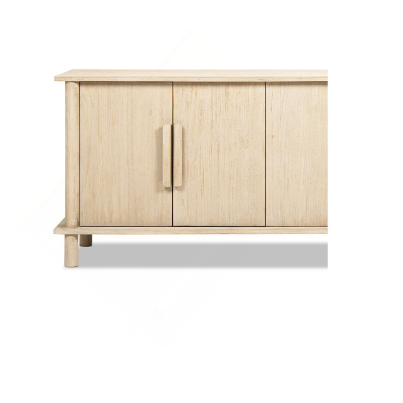 Buffet 71 po à 4 portes en bois de pin récupéré naturel et cérusé récupéré 71 po