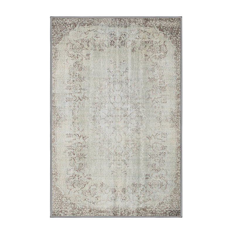 Tapis gris clair/brun contemporain, Rectangle 5 pi x 7 pi