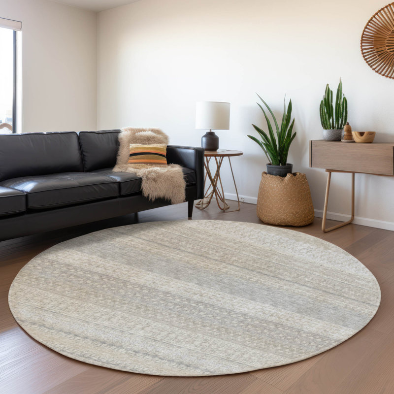 Tapis ivoire Cerrito AMF576 lavable à la machine de qualité supérieure, Rond 8 pi