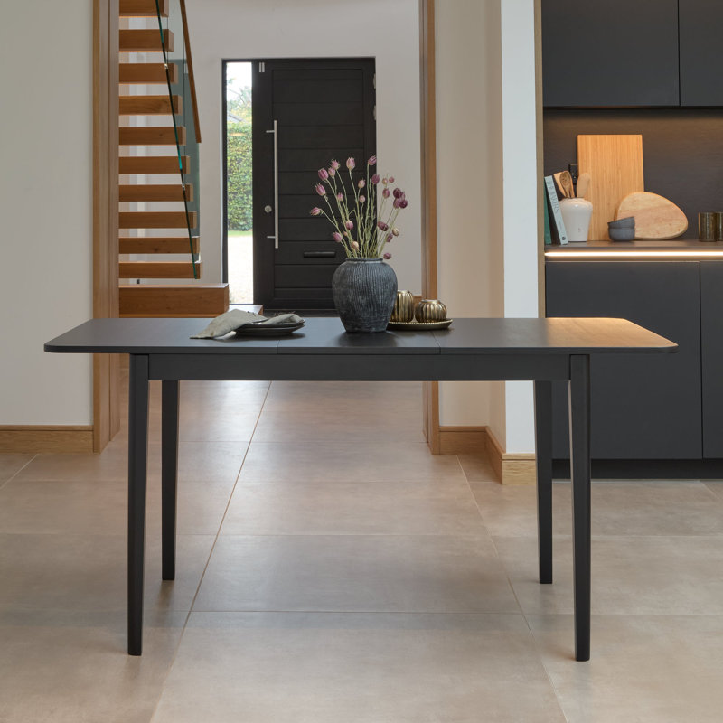 Extendable Solid Wood Base Dining Table, Black Oak