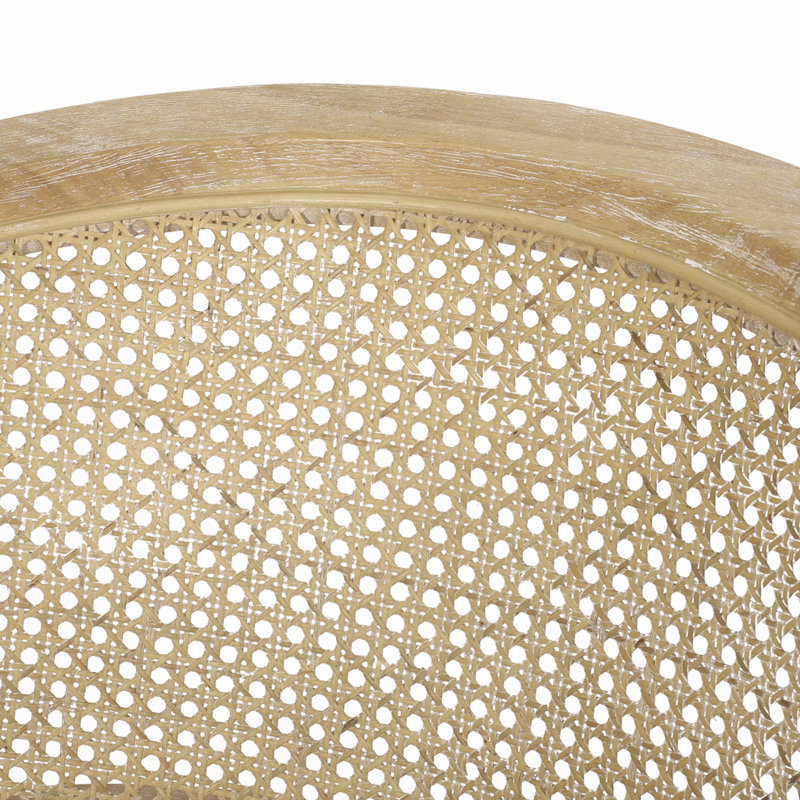 Fauteuil d'appoint à structure en bois d'hévéa, Beige