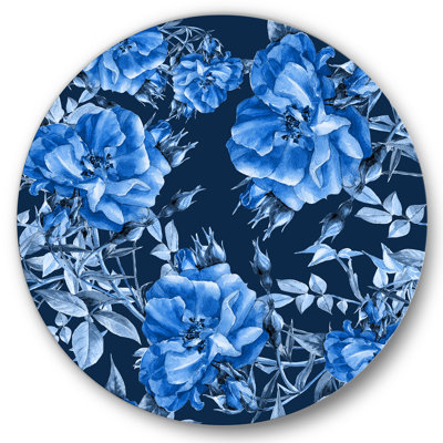 Fleurs bleues abstraites bleues - art mural moderne en métal