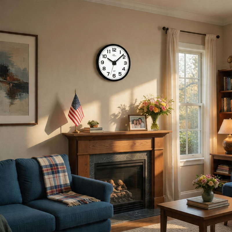 Horloge murale 12 po avec capteur de lumière de nuit, horloge silencieuse à piles avec luminosité réglable pour la chambre à coucher, le salon et la cuisine