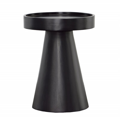 Blandon 16" Round Mango Wood End Table, Black