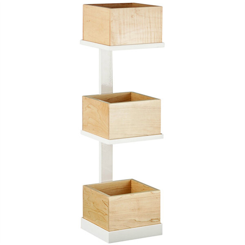 Cal-Mil blond à trois niveaux Merchandis WS-2112231915, H 19 po x l 6,65 po x P 6,65 po, Blanc / Doré