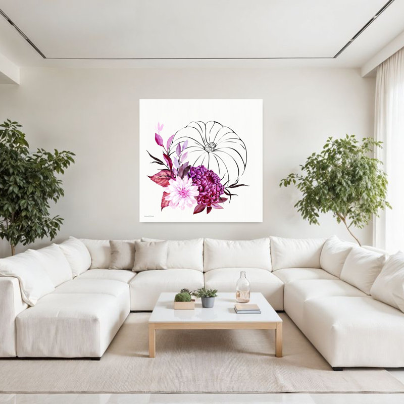 «Moonlit Mums», art mural d'automne contemporain abstrait chiranthemum moderne, H 48 po x l 48 po