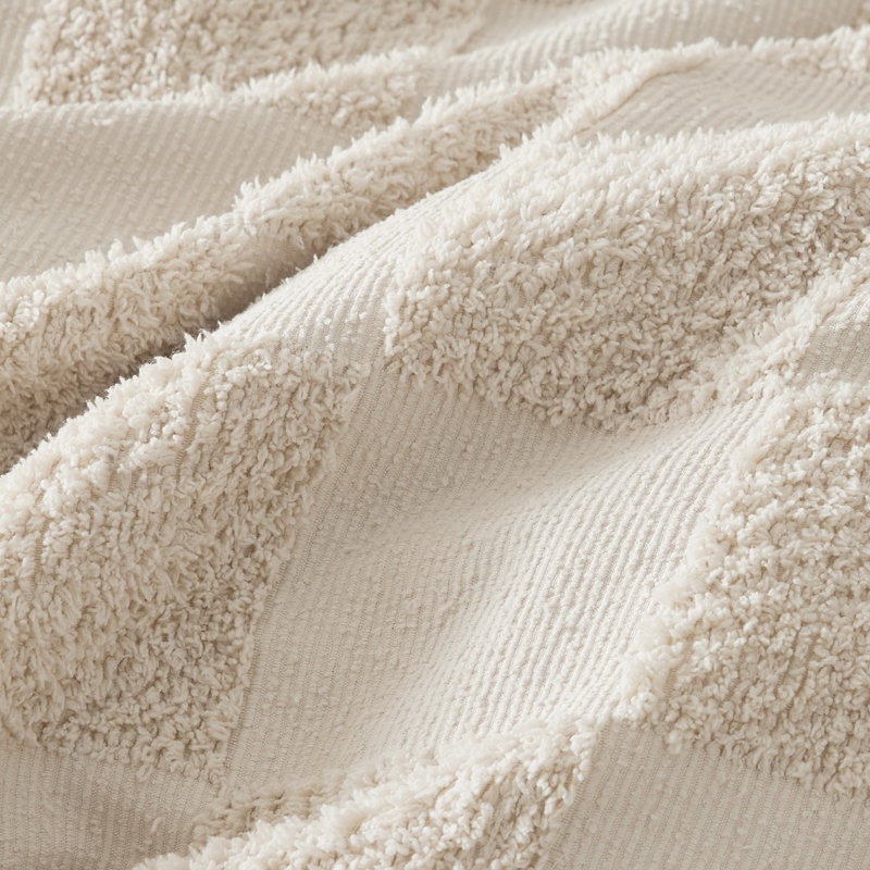 Housse de couette en jacquard, motif géométrique, Housse de couette pour grand lit + 2 taies d'oreil, Beige