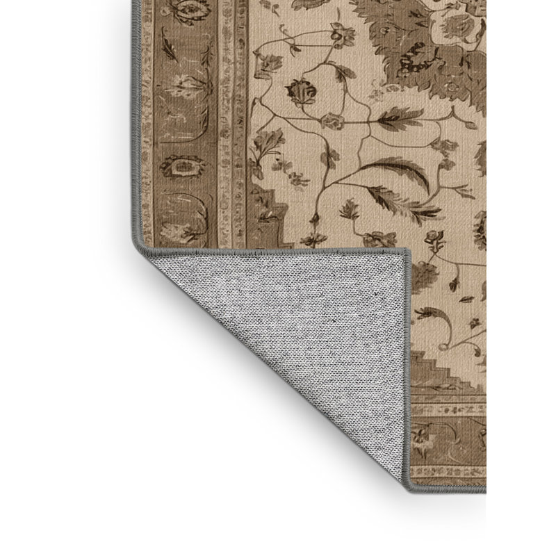 Tapis gris Tabriz lavable à la machine, Carré 8 pi