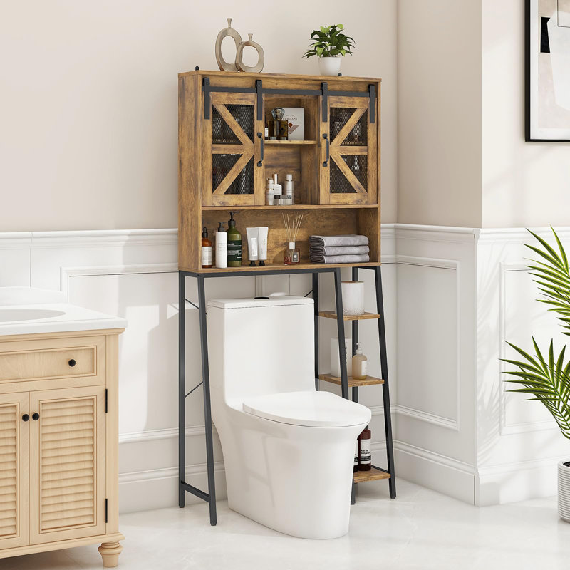 Brown Adjustable Farmhouse Over-the-Toilet Storage Cabinet