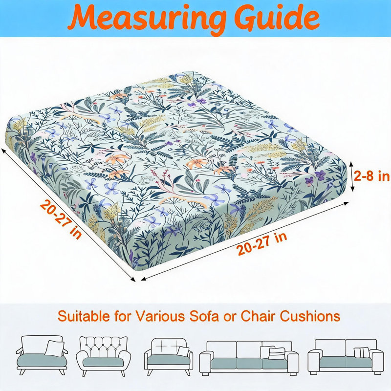 Ensemble de 8 housses de coussins de patio extensibles, housses de coussin de chaise d'extérieur à imprimé floral botanique, housses de siège de meuble à ourlet élastique lavable