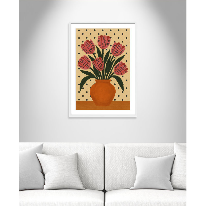Imprimé de fleurs en pot par Barsrsind, L 25,5 po x H 35,5 po, Blanc satiné, Imprimé mat