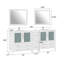 Ensemble de meuble-lavabo autoportant à double cuve 84 po avec plateau en céramique et miroirs assortis Brescia-33559830
