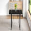 55-Inch Retro Rectangular Dining Table Black Textured Mdf Top Inset Black Metal Legs