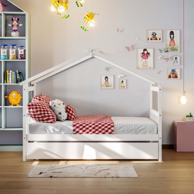 Saunderton Wooden House Bed with Trundle