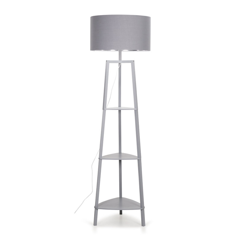 Aidrian 155cm Tripod Floor Lamp, Grey/Chrome, Yes, Grey