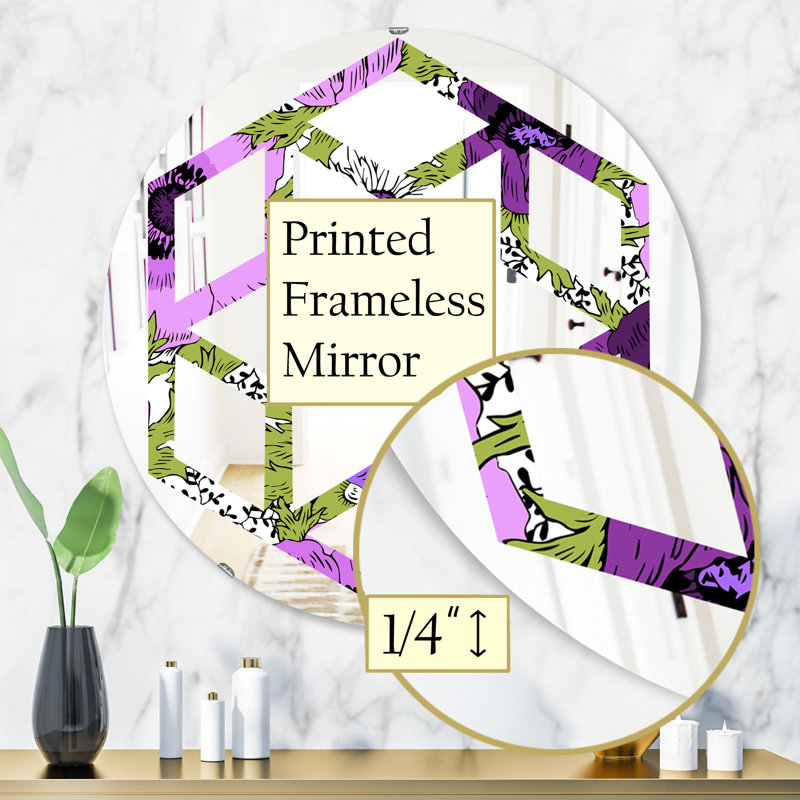 Miroir mural Hexagon Star Coastal, 31,5 po x 31,5 po, Fleurs fantastiques