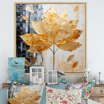 " Golden Geometry Leaves Foliage II "