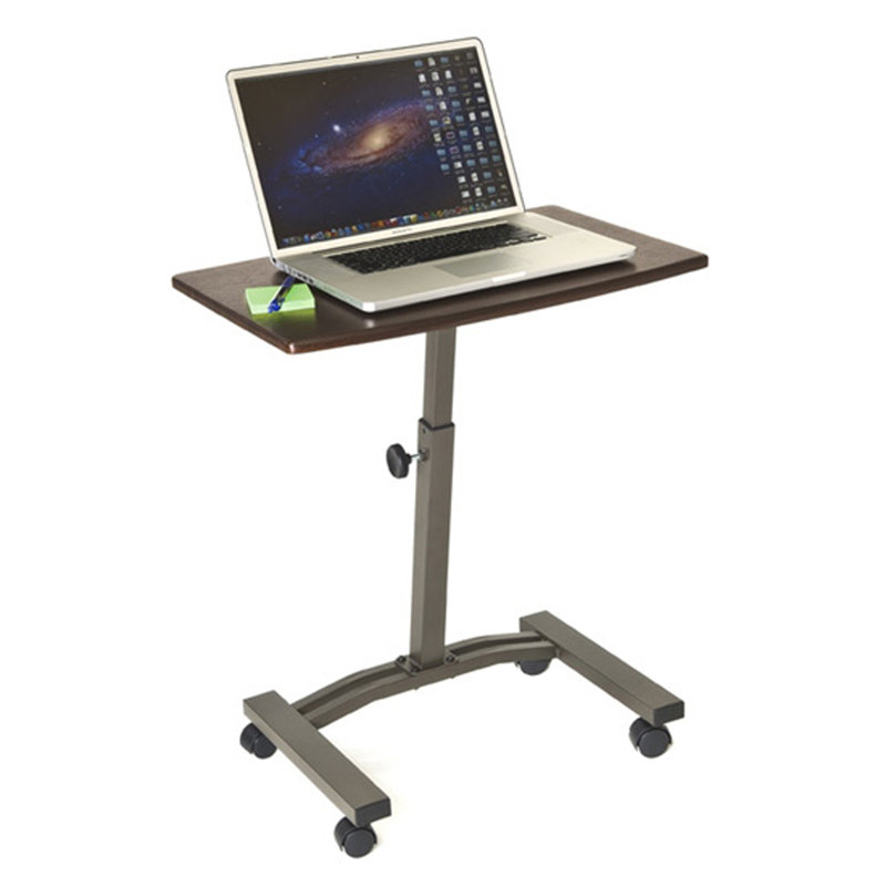  24'' W Rolling Desk or Stand with Wheels, Walnut