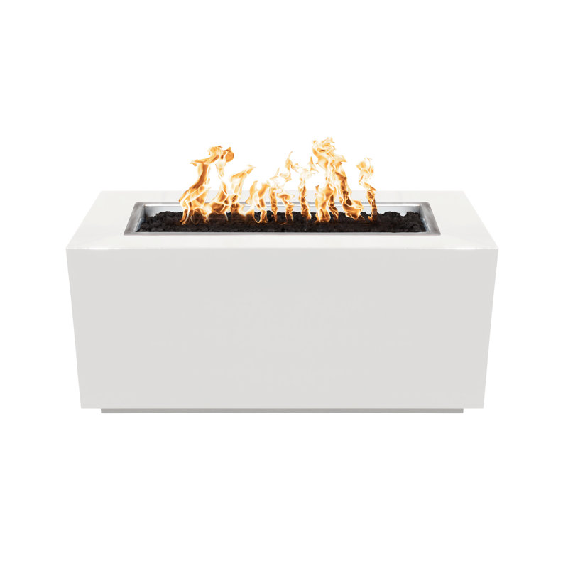 Pismo Rectangle Smokeless Fire Pit, White, 24" H x 84" W x 24" D, Natural Gas
