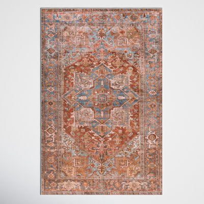 Mags Oriental Brick Red/Blue/Tan Area Rug