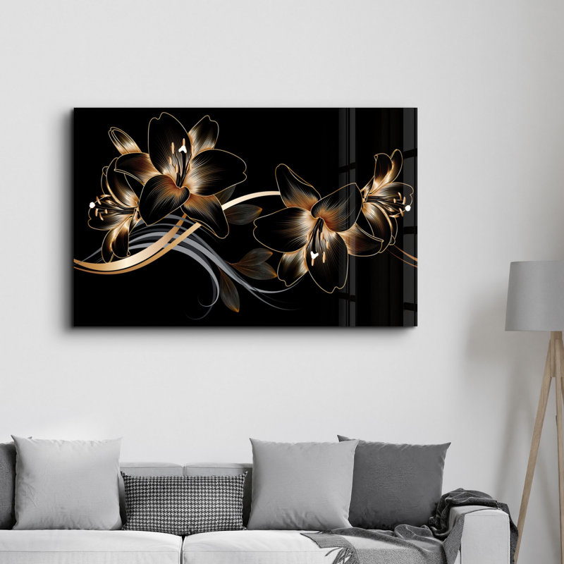 Peinture murale élégante en verre trempé Lekeya, 13,8 x 21,7 pouces | 100% verre trempé, épaisseur: 0,16 pouce | Imprimé UV pour des couleurs éclatantes | Parfait pour la décoration intérieure, le salon et les espaces de bureau