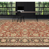 Hand Knotted Wool Oriental Area Rug in Navy And Wine