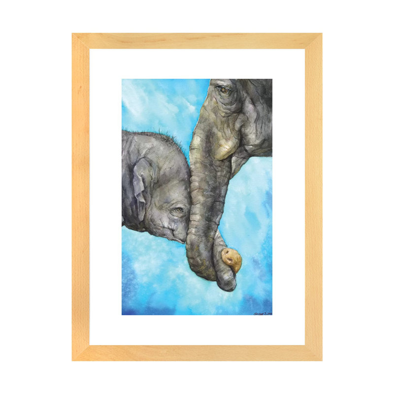Éléphants - Pure Family, art sur toile, H 32 po x l 24 po x P 1 po, Papier encadré naturel