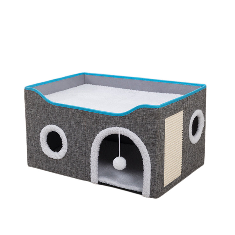 Repose-pieds pliable pour chat avec fonction de rangement, lit d'intérieur pour animal de compagnie et tabouret de rangement polyvalent pour chats et petits chiens