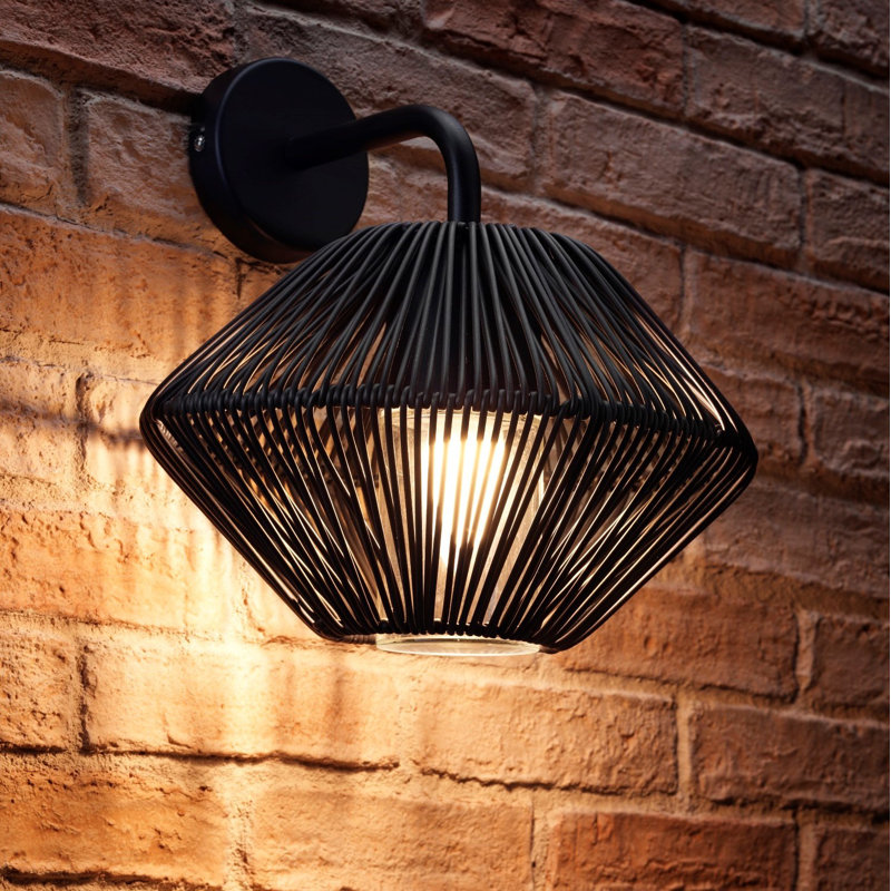 Futrell Black/Brown 30cm H Outdoor Wall Lantern
