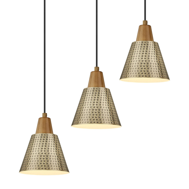 Luminaire suspendu conique 1 lumière Commodore, Laiton