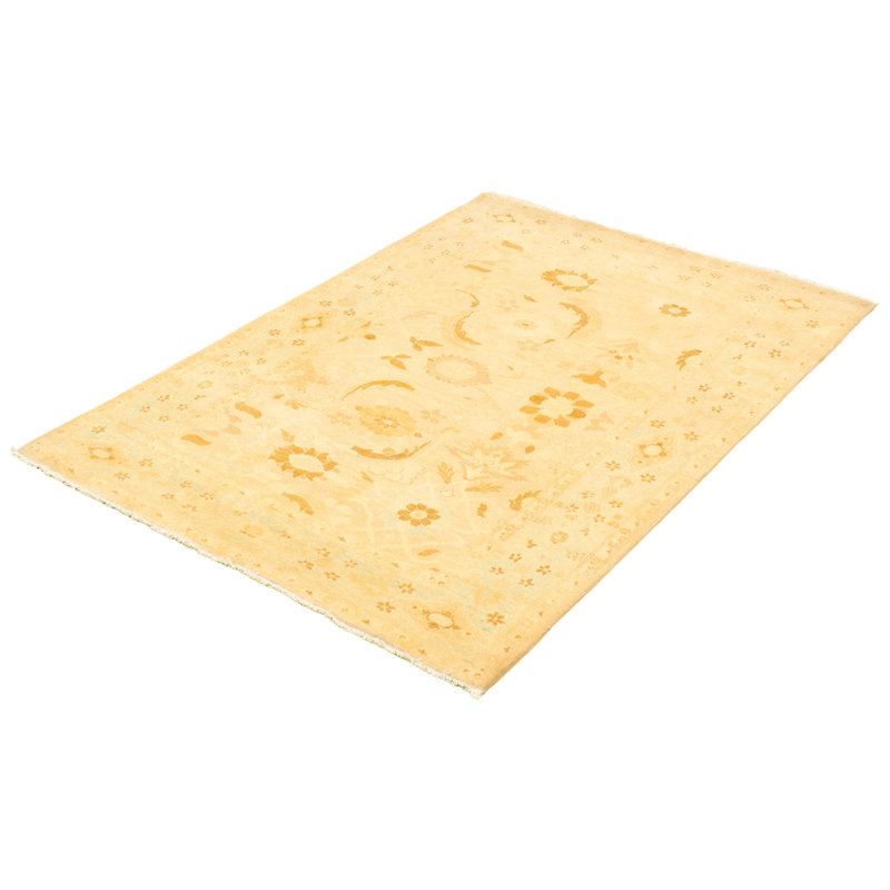 Ivoire Tapis décoratif en laine de conception unique noué à la main New Age 5 pi 2 po x 7 pi 5 po Deneco