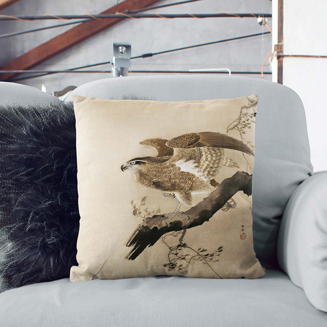 Hawk by Ohara Koson Cushion with Filling