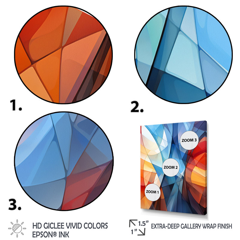 «Blue Brown Fractal Modern Energy» sur toile, Cadre flottant blanc, 32" H x 16" W
