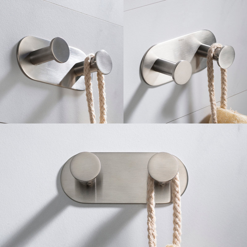 Elie Double Wall Mounted Towel Hook, Brushed Nickel