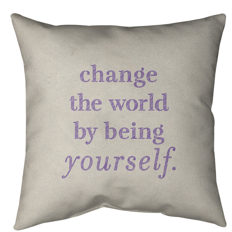 Coussin de plancher change the World, H 36 po x l 36 po, Blanc / Mauve