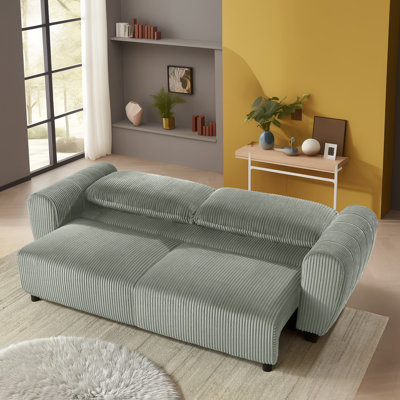 Elegant Corduroy 3-Seater Convertible Sleeper Sofa With Hidden Storage – A Versatile Addition To Your Home Decor by Ebern Designs