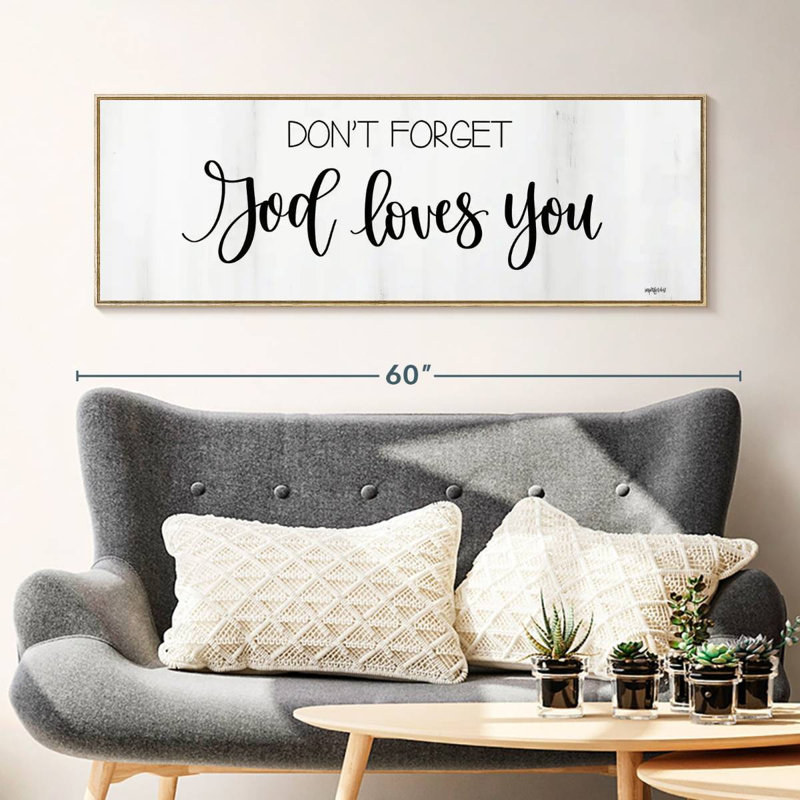 Dieu vous aime, Cadre flottant en bois naturel, 49 po x 17 po