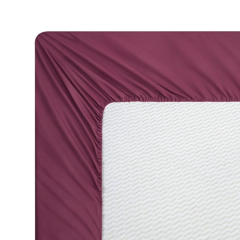 Drap-housse en rayonne de bambou élastique toute saison Marina, Rouge, Drap-housse grand