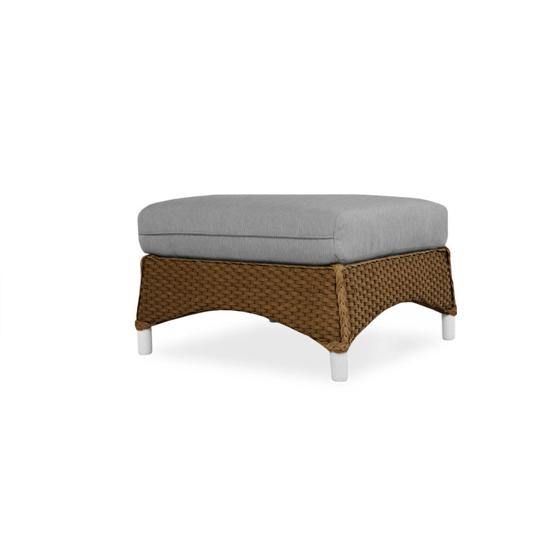 Mandalay Outdoor Ottoman, Decorline Navy, Bark