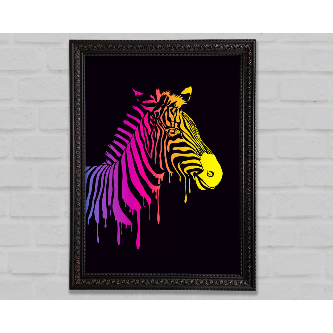 Zebra Regenbogen - Einzelner Bilderrahmen Kunstdrucke