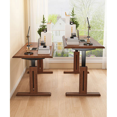 Solid Wood Electric Height Adjustable Standing Desk