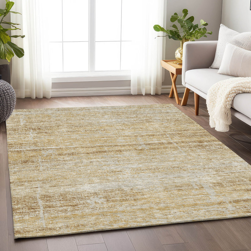 Premium Machine Washable Gerardo Gold Rug, Rectangle 8' x 10'