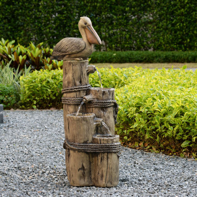 Cronan 4-Tier Outdoor Cascading Water Fountain with Pelican and Pier Post Design