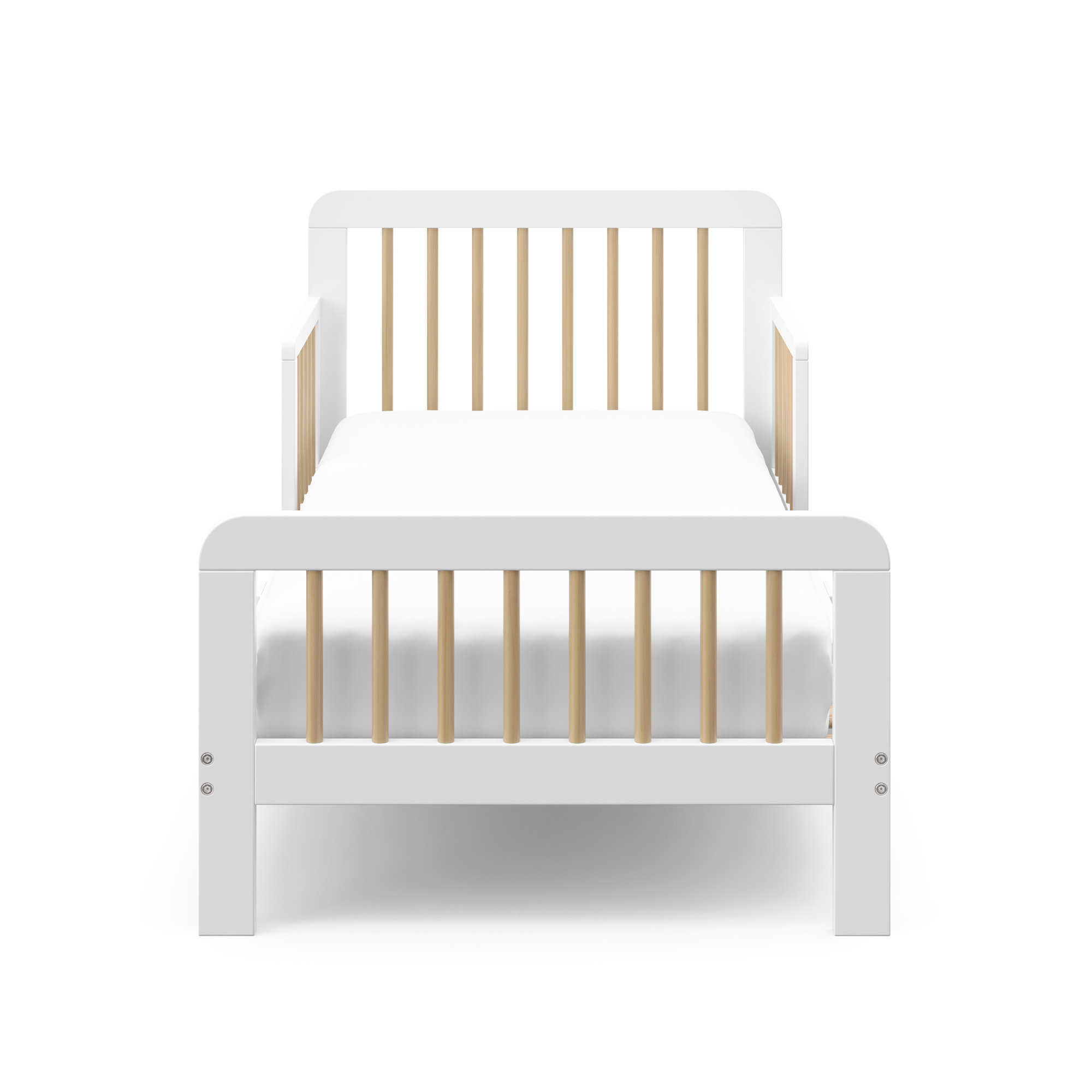 Pasadena Toddler Bed with Guardrails, White/Driftwood