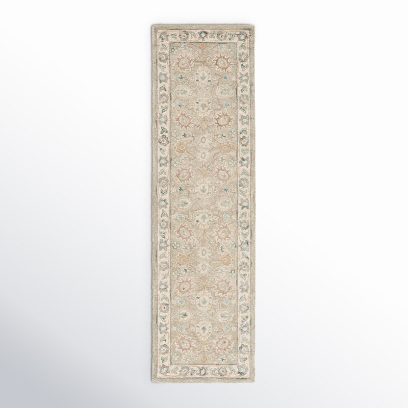 Desmondia Oriental Handmade Tufted Wool Area Rug in Sage/Ivory, Runner 2'3" x 10'