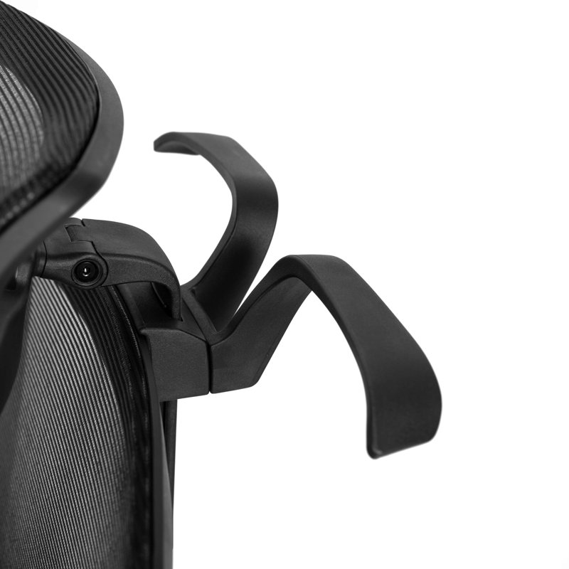 Chaise de bureau avec inclinaison synchronisée, appui-tête réglable, soutien lombaire et accoudoirs réglables, Noir