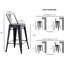 Tabouret de bar 24 po en métal de style rustique rustique avec dossier, tabouret de bar de cuisine, construction légère et robuste, ensemble de 4 - noir mat