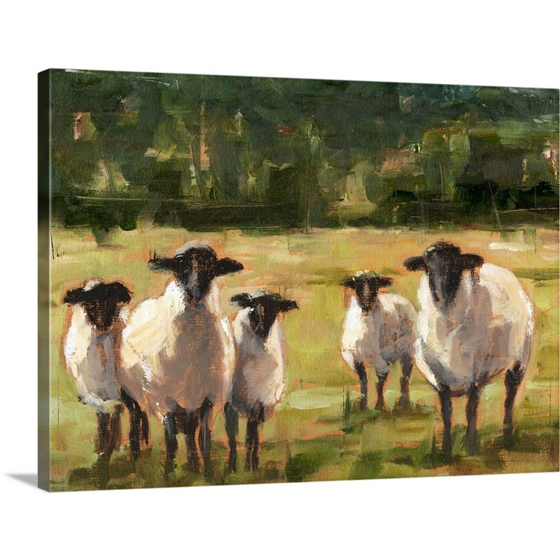 Sheep Family I, art mural sur toile, Toile tendue, H 36 po x l 48 po x P 1 po